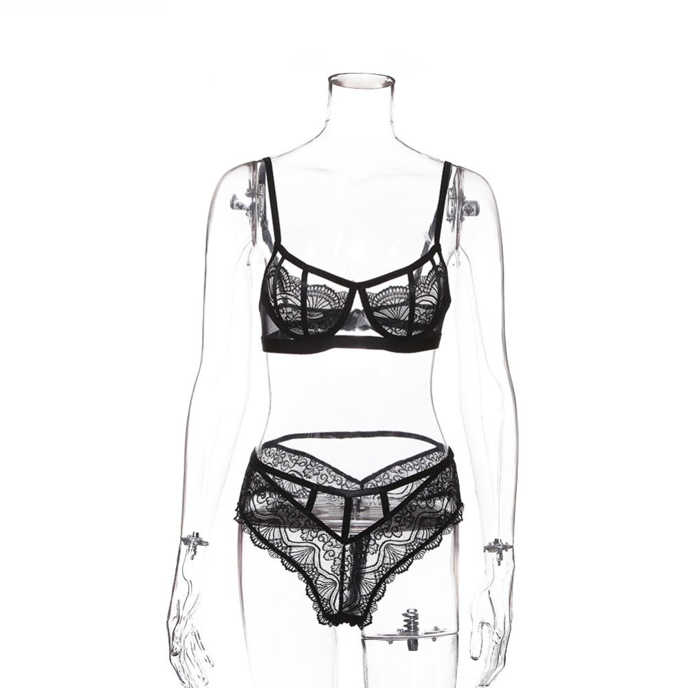 Sexy Black Lace Lingerie Bra Set