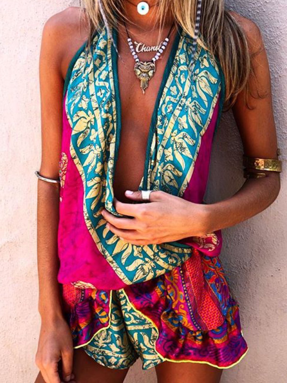 Boho Multicolor Printed Casual Jumpsuit