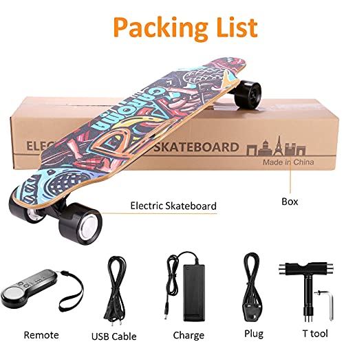37��� Electric Skateboard with Remote Control, Electric Longboard