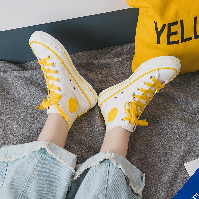 Women's Fashion Casual Solid Color High Canvas Sneakers