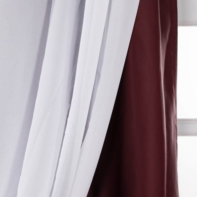 Layered Curtain Mix & Match Elegance White Crushed Voile x Blackout Curtain Grommet Panel ELI