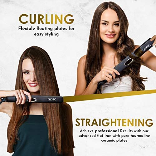 Infrared Flat Iron with Digital Temperature Control Smooths, Styles All Hair