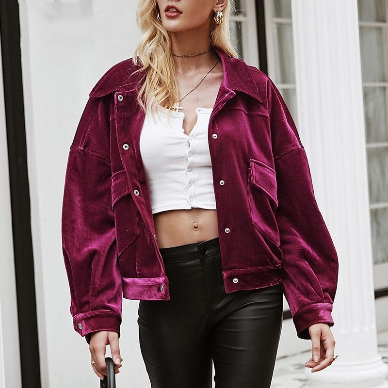 Pure-Purple Corduroy Lapel Jacket