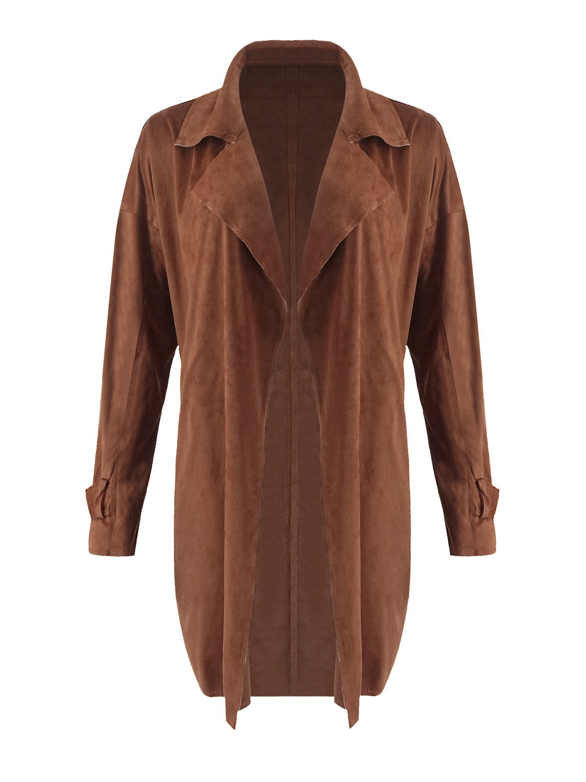 Khaki Elegant Paneled Pu Plain Coat