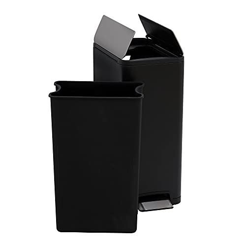 Matte Black Slim Kitchen Trash Can 30L with Butterfly Lid