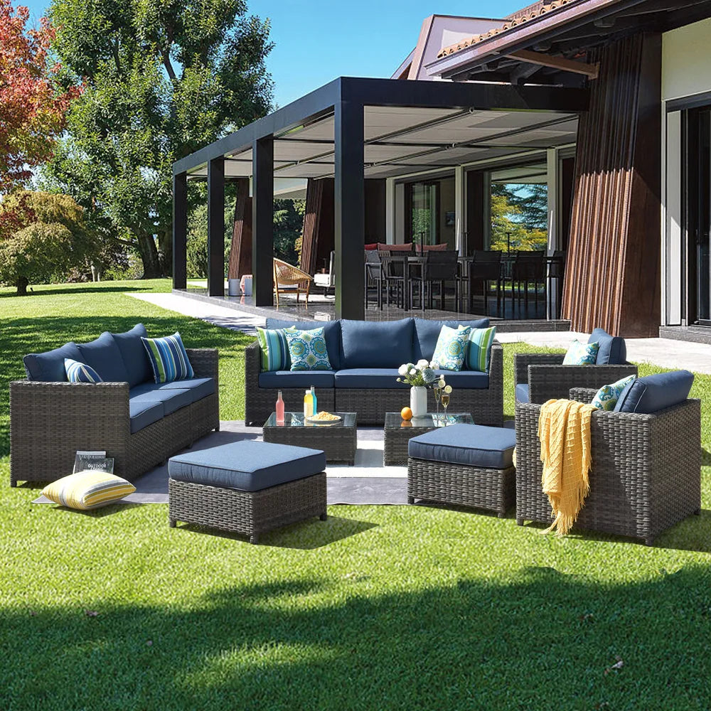 Ovios Patio Furniture Deep Seat Wicker 12-piece Set with Cushions