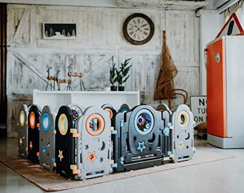 Safe Zone Playpen Gray Black Baby Playpen – Kids Activity Center Playard