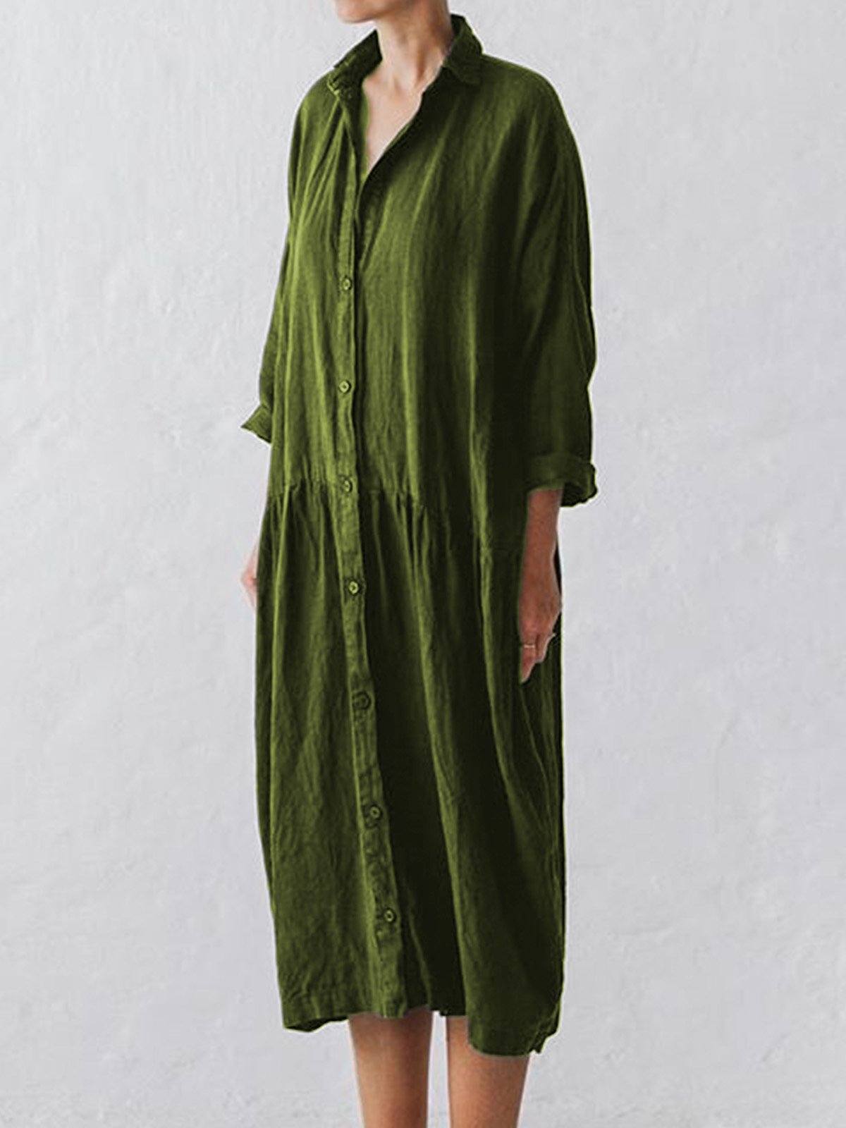 Women Over Sized Linen Dress Shirt