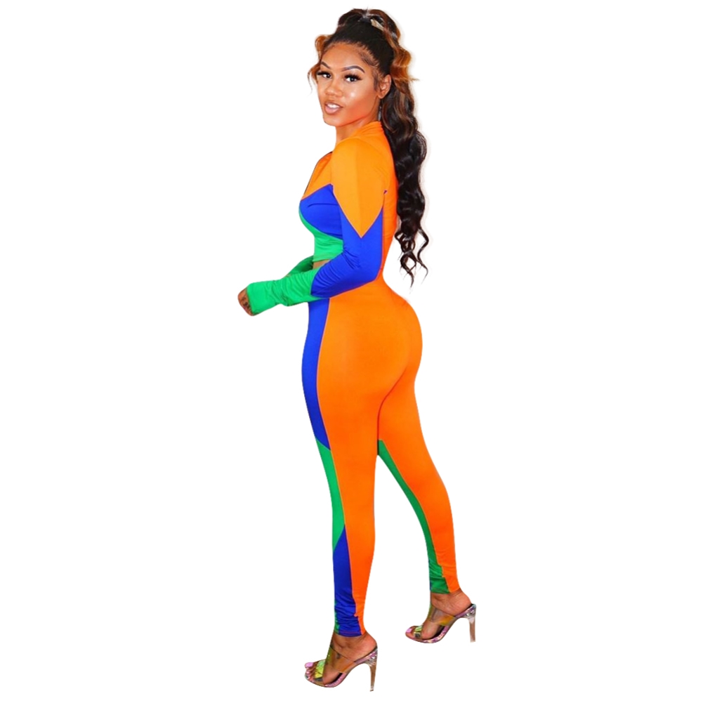 Sexy Contrast Two Piece Bodycon Pants Set