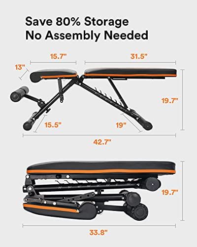UREVO Weight Bench, Adjustable Weight Bench Strength Training Benches Folding with Leg Extension