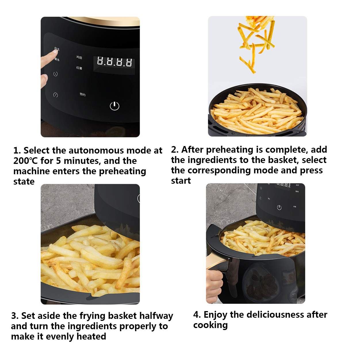 Air Fryer Chicken Oil Free Air Fryer Health Fryer Pizza Cooker Smart Touch LCD Electric Deep Airfryer