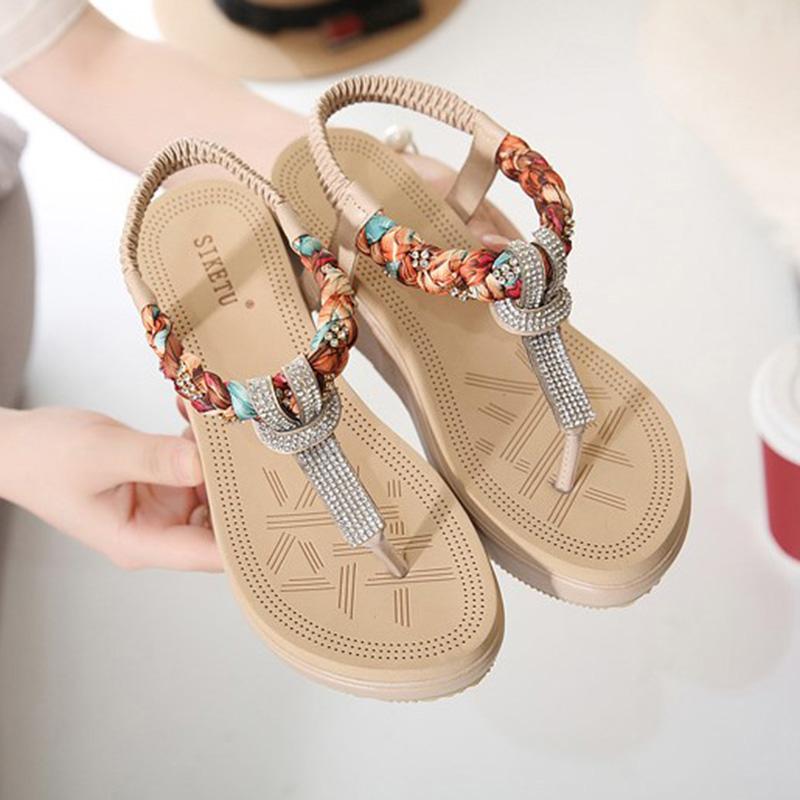 Casual Elastic Band Wedge Heel PU Sandals