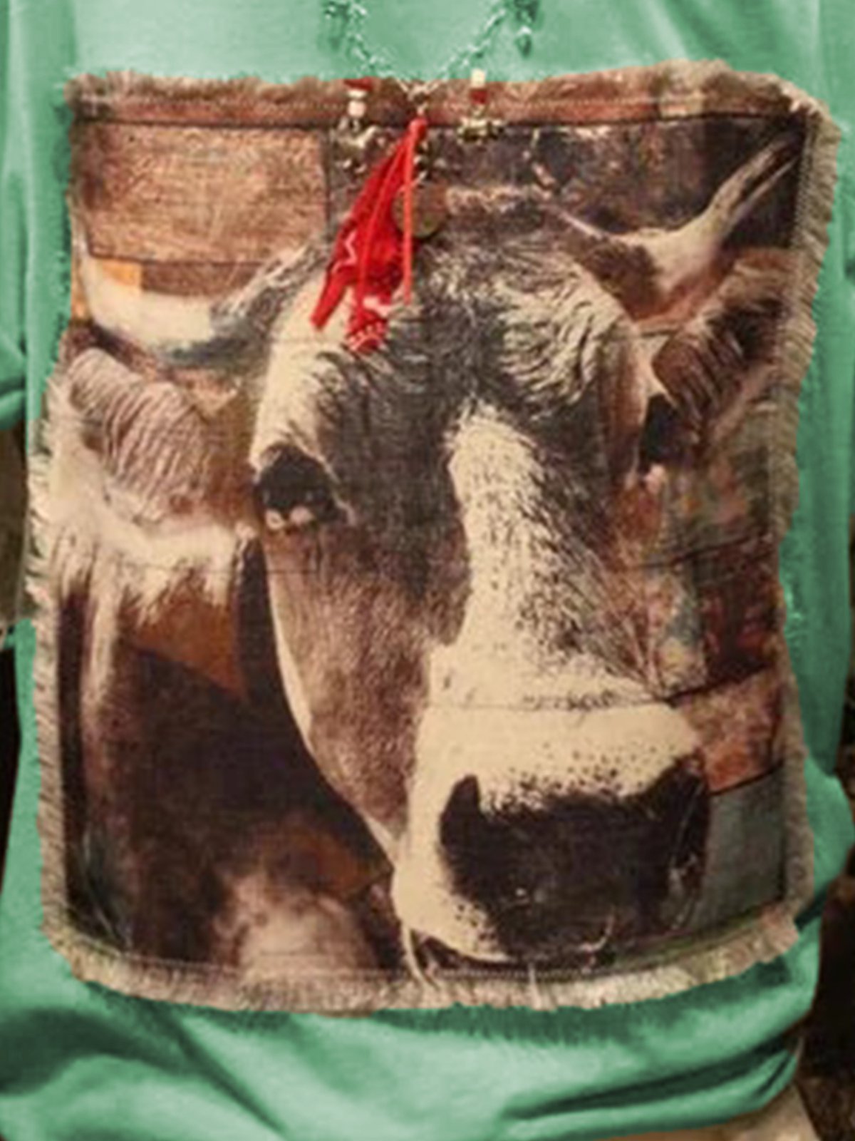 Green Jersey Vintage Crew Neck Animal Shirts & Tops