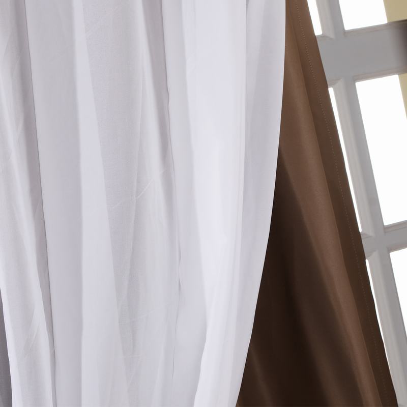 Layered Curtain Mix & Match Elegance White Crushed Voile x Blackout Curtain Grommet Panel ELI