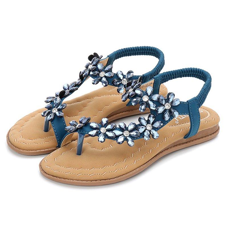 Rhinestone Clip Toe Bohemia Sandals