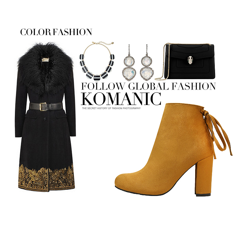 9CM Thick High Heel Suede Fringed Sexy Wedding Party Booties