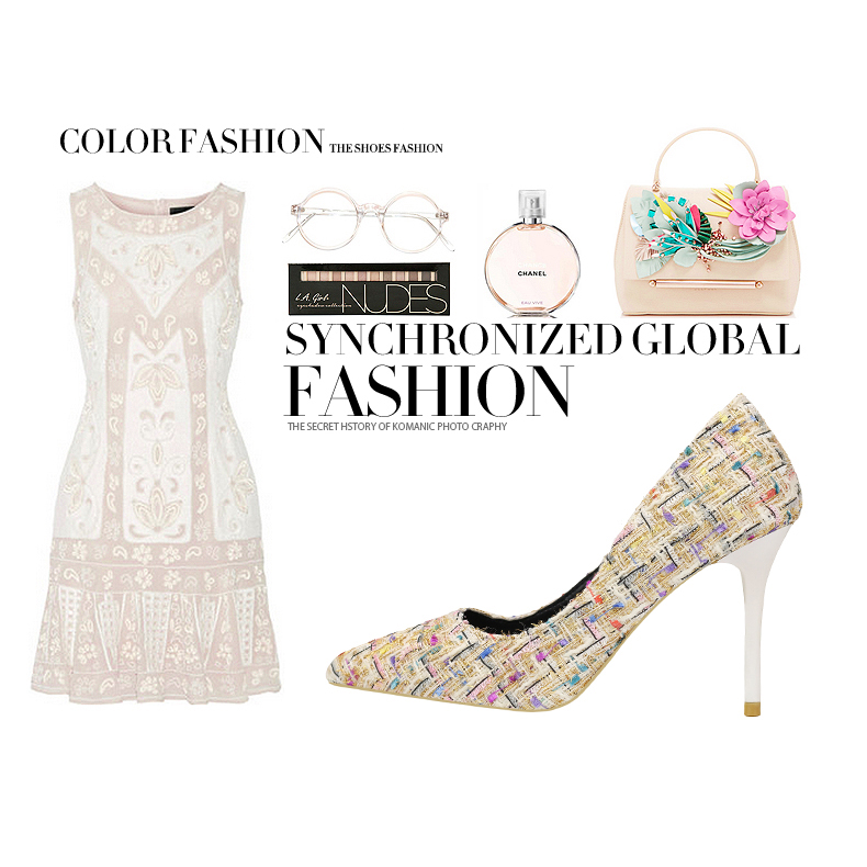 9CM Sweet Shallow Pointed Rivet Hollow Dress Elegant Sandals