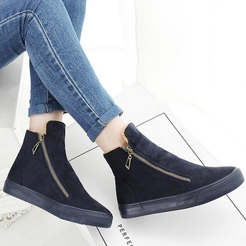 Womens Flat Heel Zipper Daily Snow Boots