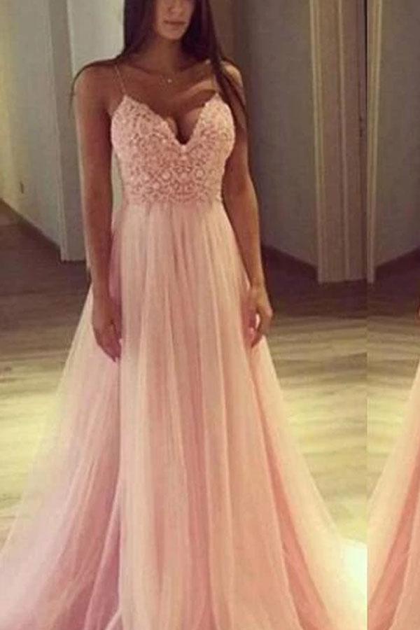 Party Sling Deep V Lace Evening Gown