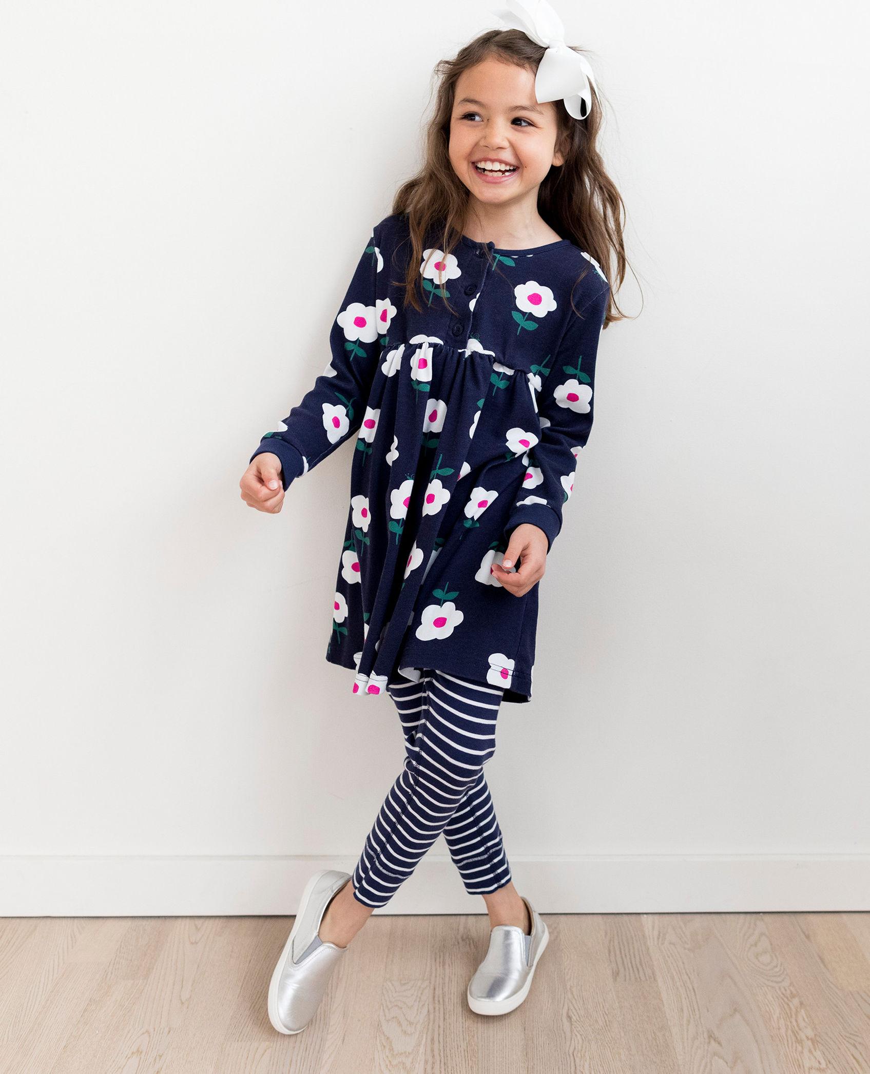 Little Flower Allover Blue Flared Girl Dress