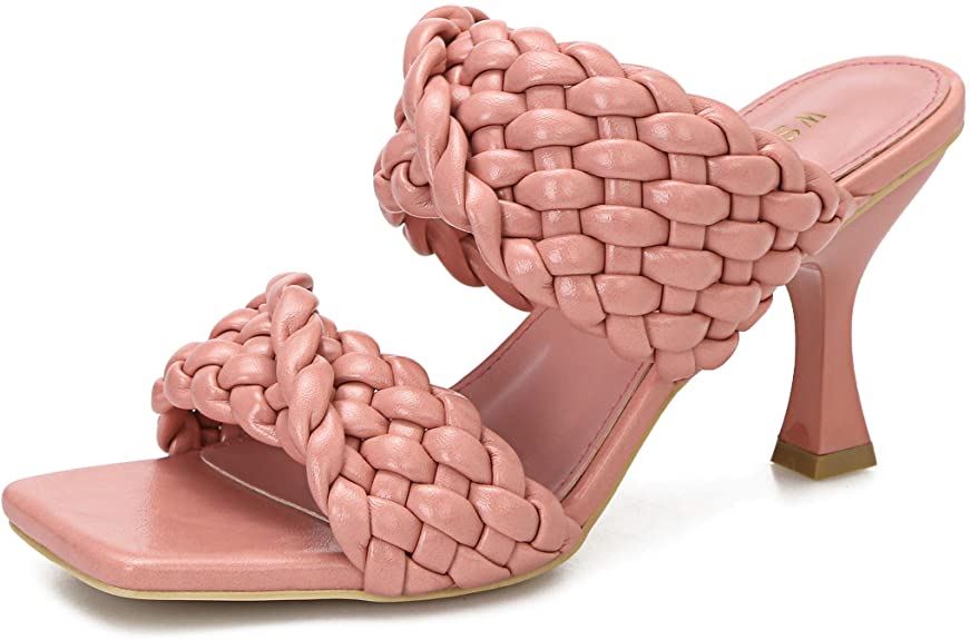 Women’s Stiletto Mules Sandals Slip On Square Open Toe