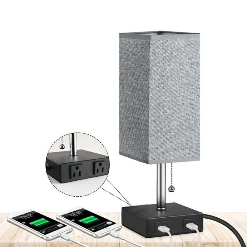 Wireless Charging with Table Lamps Set Bedside Rechargeable Led Pull Switch Usb Desk Lamp