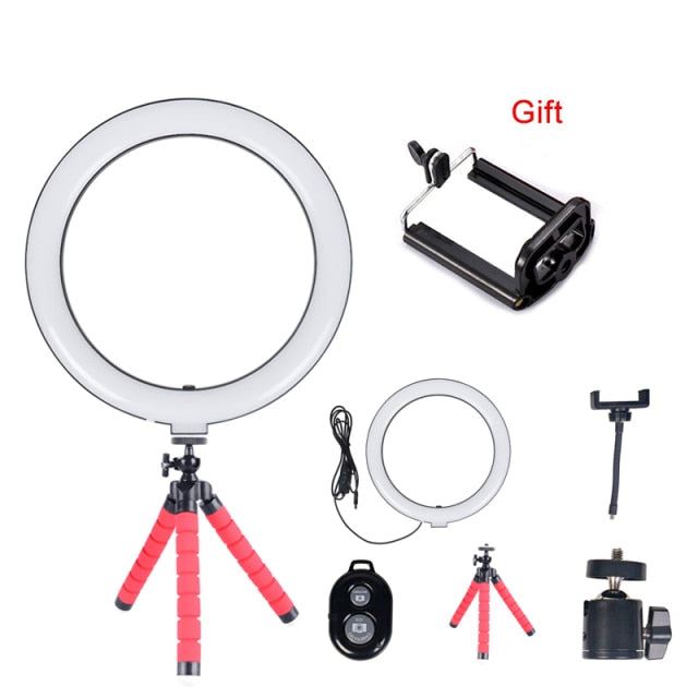 Ring Light With Tripod Photography Round Ring Lamp Phone Holder Dimmable Ringlight