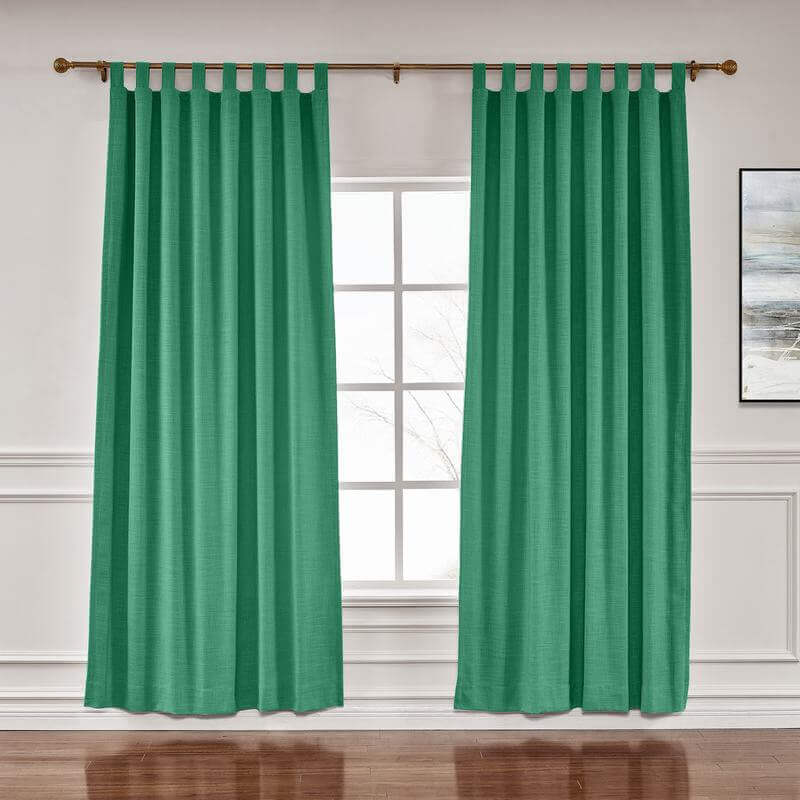 Tab Top Faux Linen with Blackout Lined Window Curtain Panel LIZ