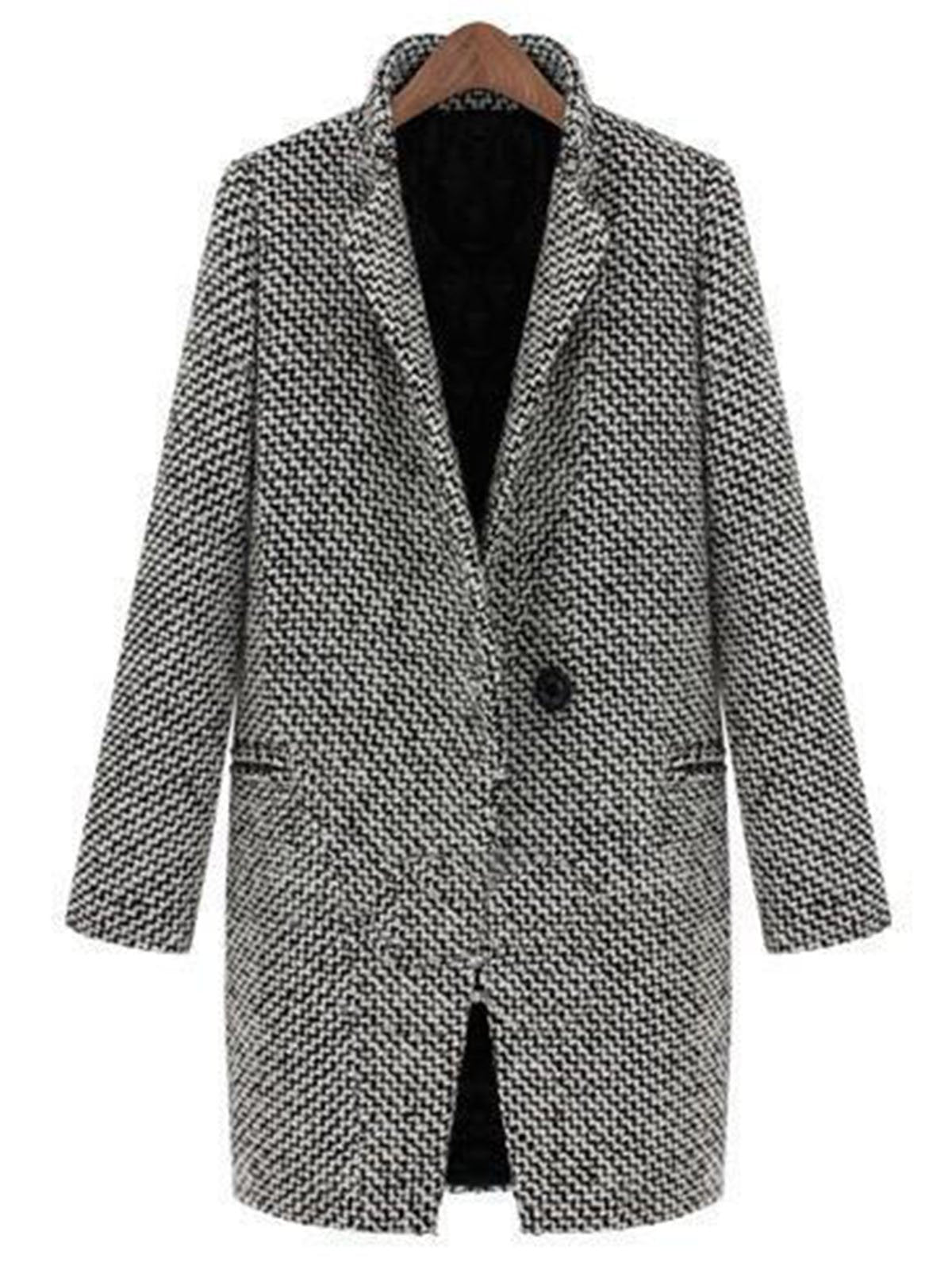 Houndstooth Coat Slim Thick Overcoat
