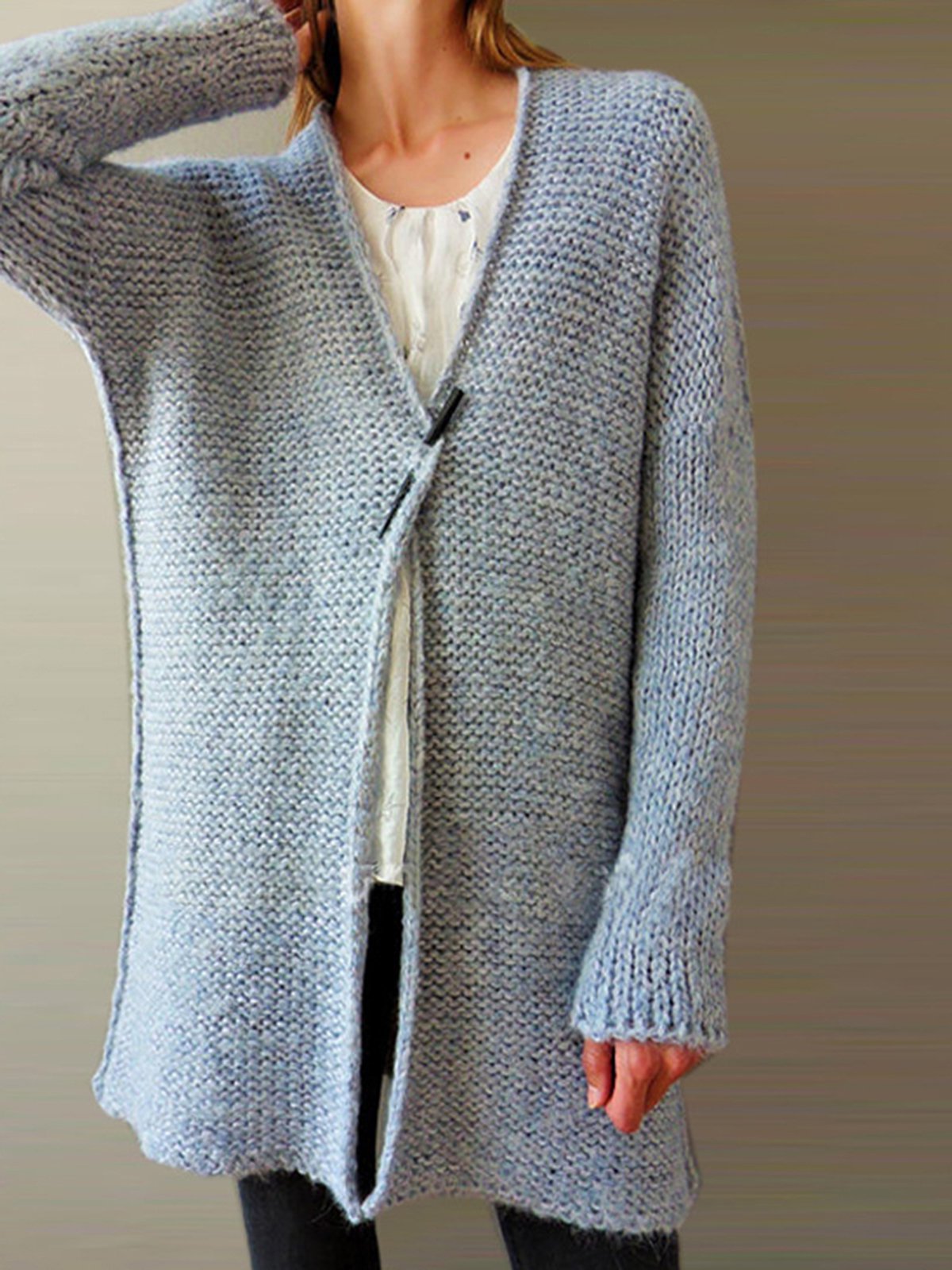 Buttoned Long Sleeve Casual Sweaters Fleece Cardigans