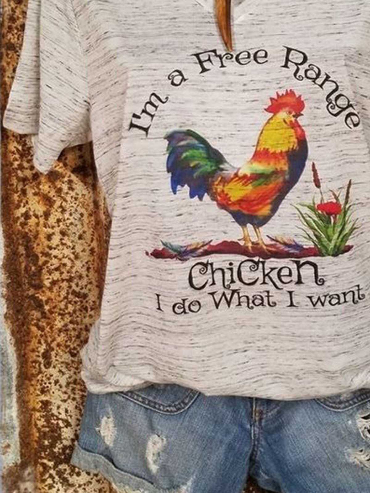 Light Gray V Neck Casual Cotton Shirts & Tops