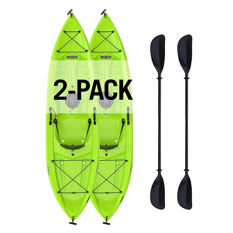 Tioga Sit-On-Top Kayak with Paddle (2 Pack), Lime, 120