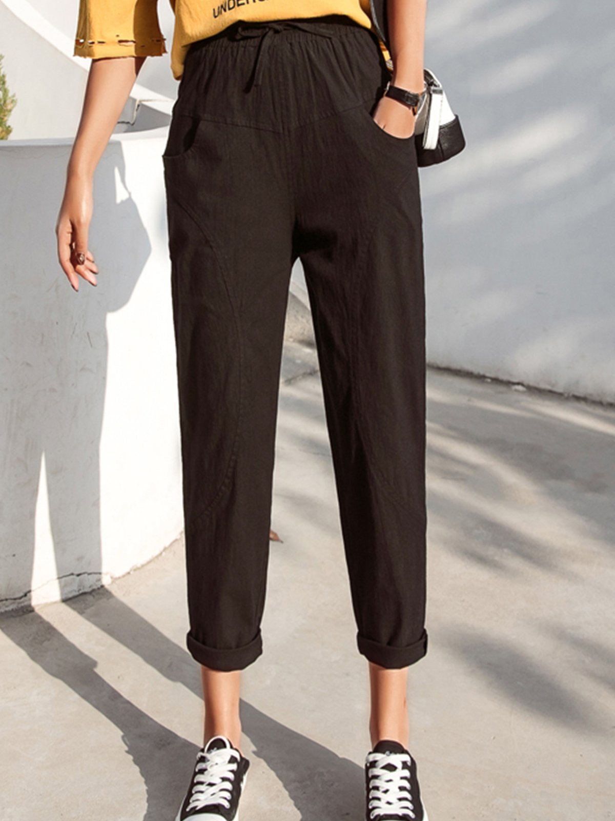 Plus Size Women Plain Casual Pants