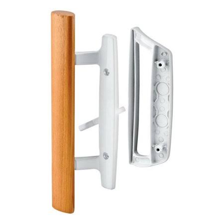 Prime-Line Sliding Glass Door Patio Handle Set Pull Wood Tone White Steel 143532
