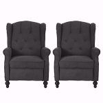 Recliner Chair w/ Massage and Heating w/ Wooden Legs and Wingback/2, Dark Gray
