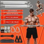 Portable Extra Heavy Home Gym Resistance Band Bar Set with 4 Stackable Resistance Bands,Detachable Full Body Workout Equipment