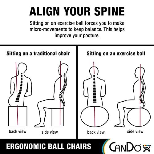 CanDo Metal Ball Chair �C Inflatable Ergonomic Active Seating Exercise Ball Chair With Air Pump-  Blue