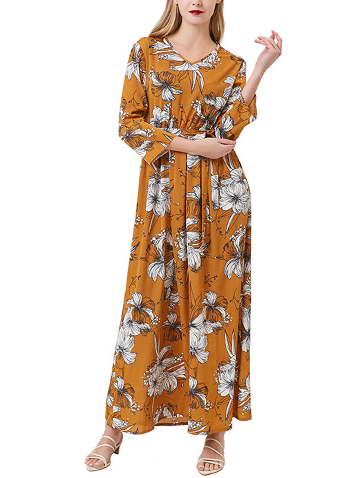 Yellow Cotton-Blend Dresses