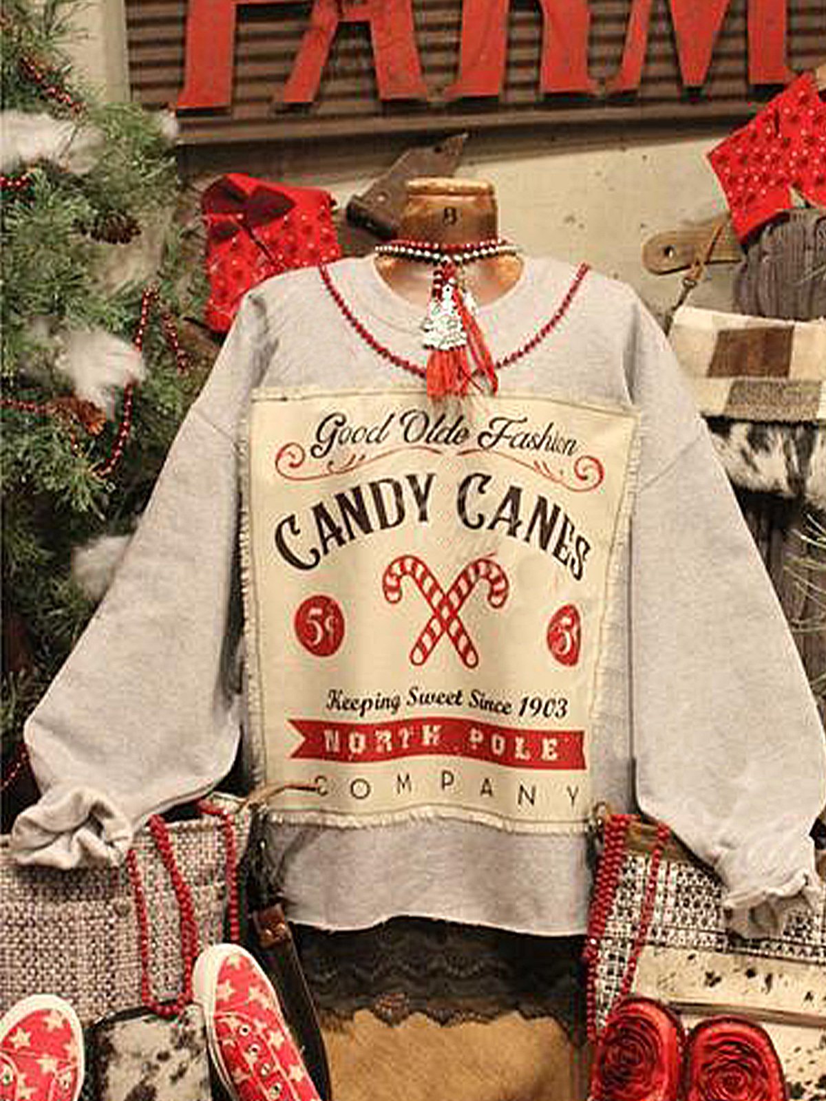 Christmas loose long sleeve printed sweatshirt