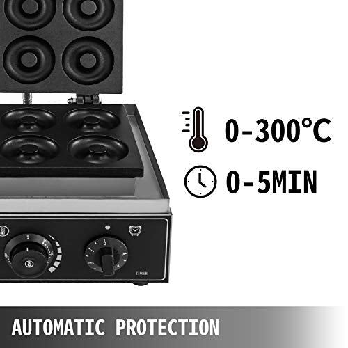 Donut Machine 6 Holes Double-Sided Heating 50-300��C, Electric Doughnut Maker