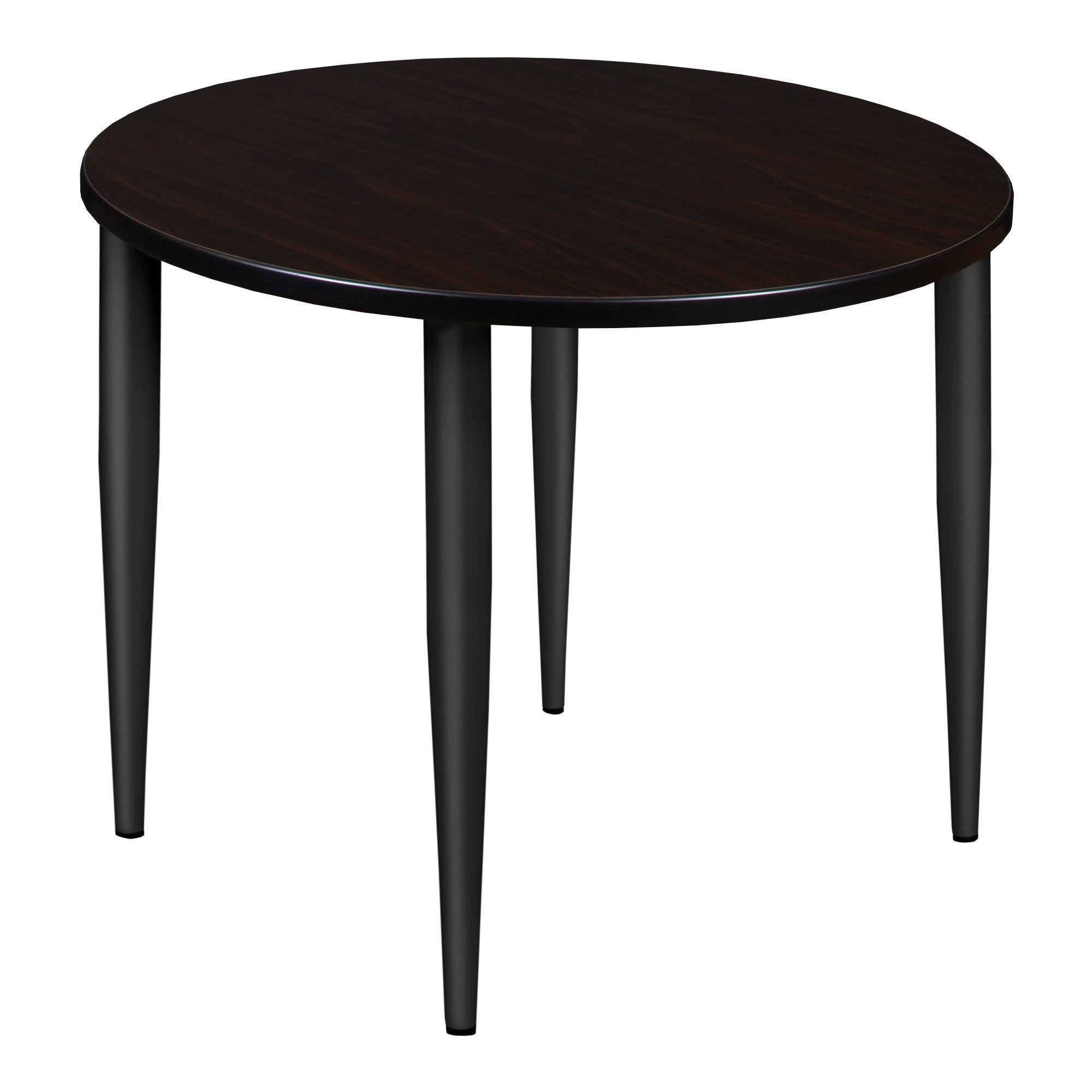 Regency Kahlo 42x22 Round Tapered Leg Table- Mocha Walnut/ Black