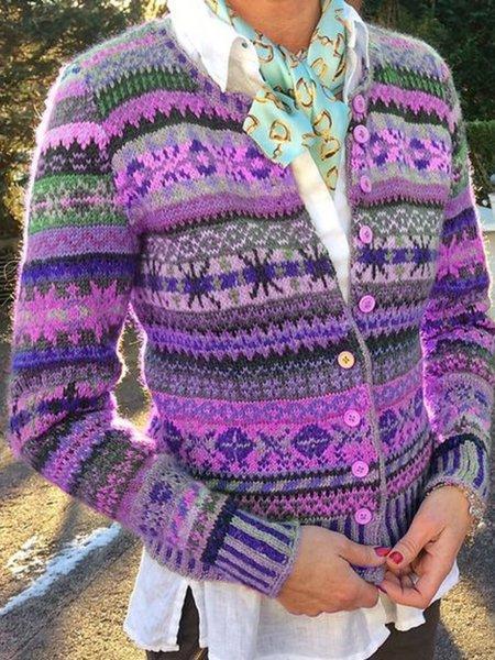 Vintage Long Sleeve Tribal Printed Cardigan