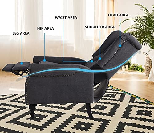 Recliner Chair w/ Massage and Heating w/ Wooden Legs and Wingback/2, Dark Gray
