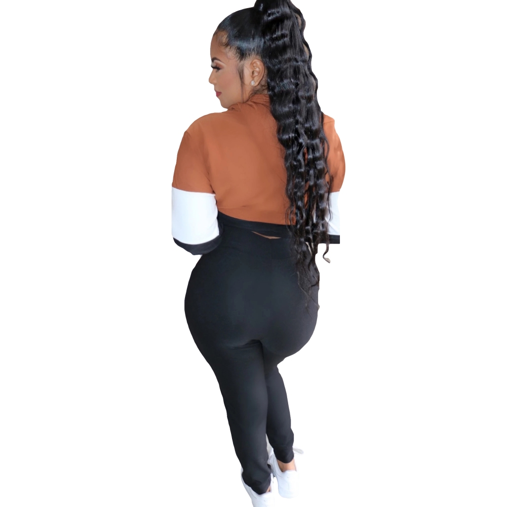 Color Block Long Sleeve Sweat Suit
