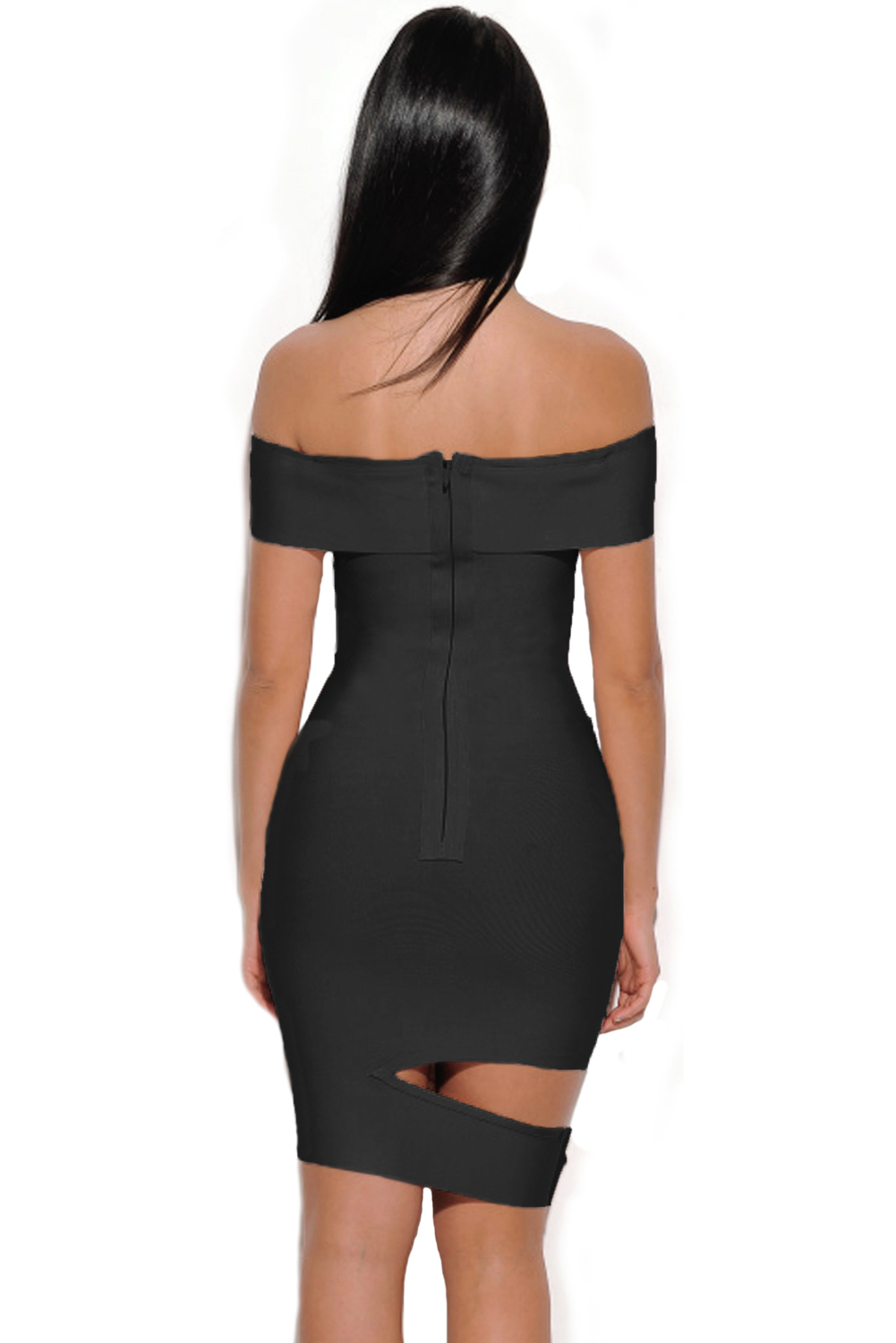 Black Off The Shoulder Cut Out Bandage Dress