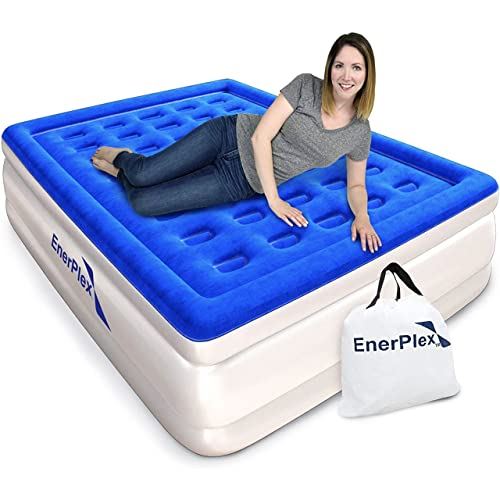 EnerPlex 13 Inch Double Height Inflatable Mattress with Built-in Dual Pump  /Queen