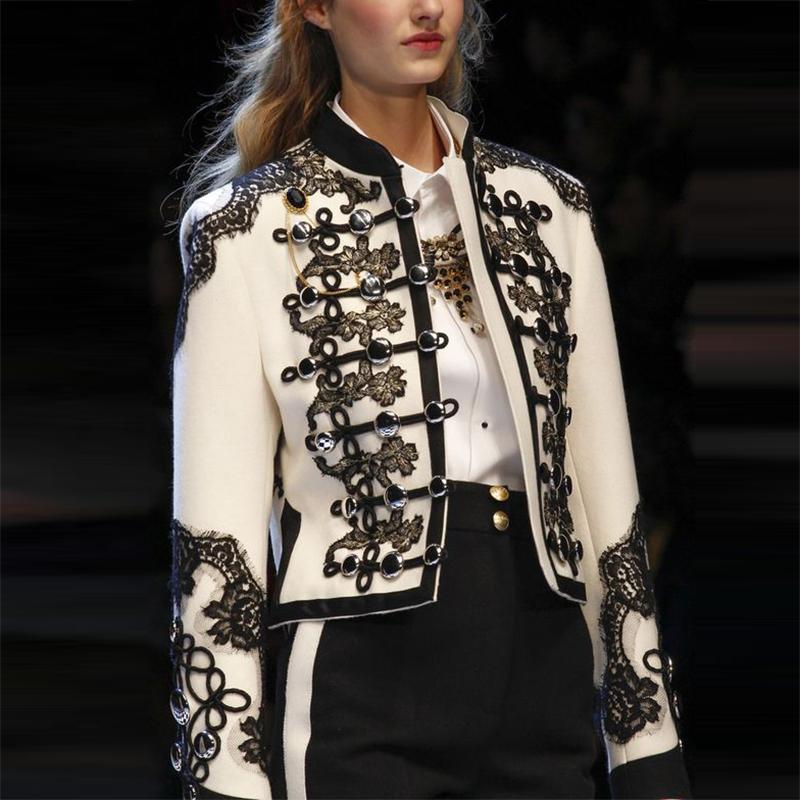 Elegant Stand Collar Inwrought Splicing Button Blazer