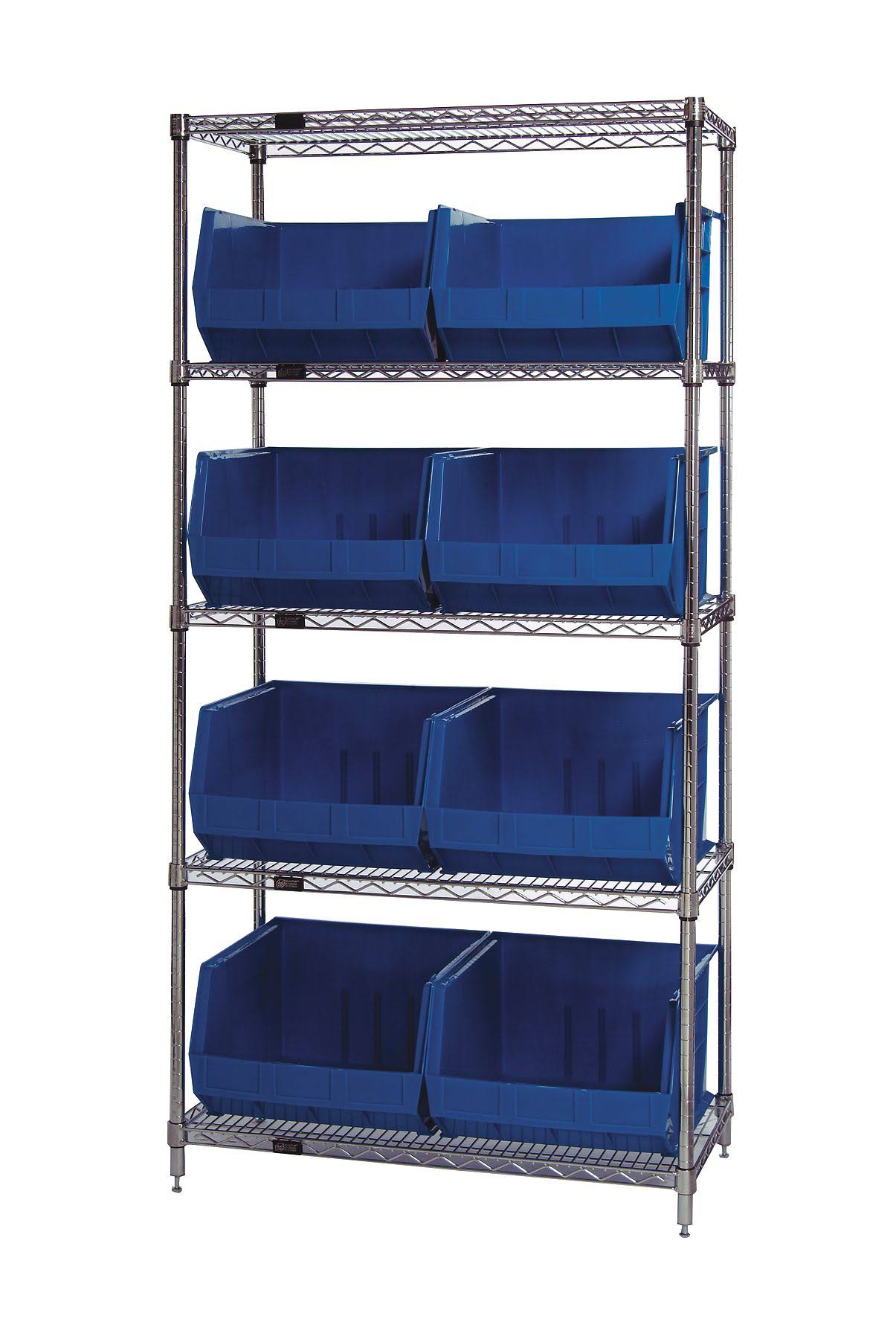 Quantum Storage Systems WR5-270BL Bin Shelving, WIRE, 36x18, 8 Bins, Blue