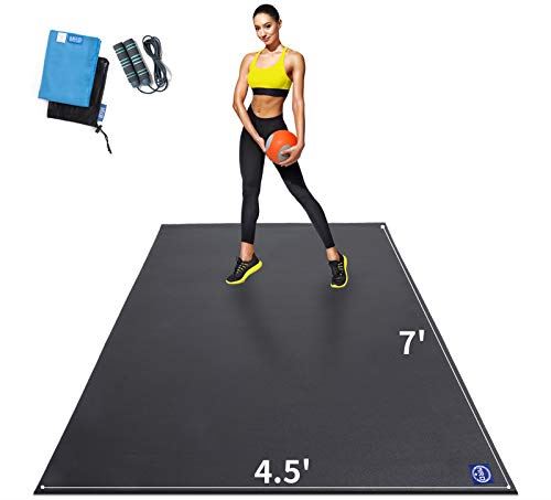 Extra Large Exercise Mat for Home Workout 84 x 54 inch, Shoe-Friendly, Non-Slip- (Black)