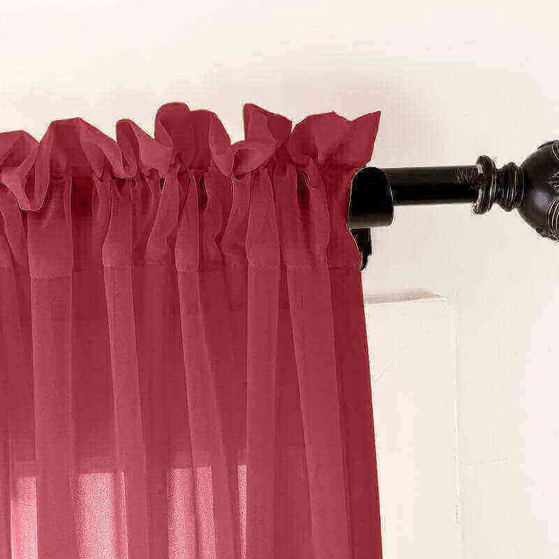 CUSTOM Scandina Burgundy Indoor Outdoor Sheer Curtain Voile Drapery
